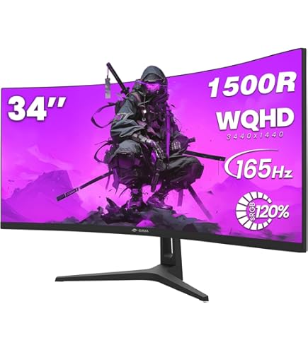 Amazon.co.jp: CRUA 34インチウルトラワイドゲーミングモニター、WQHD